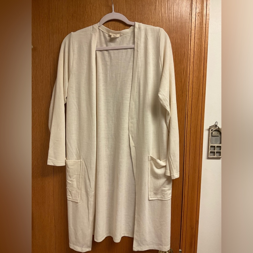 Elegant Cream Open-Front Sweater